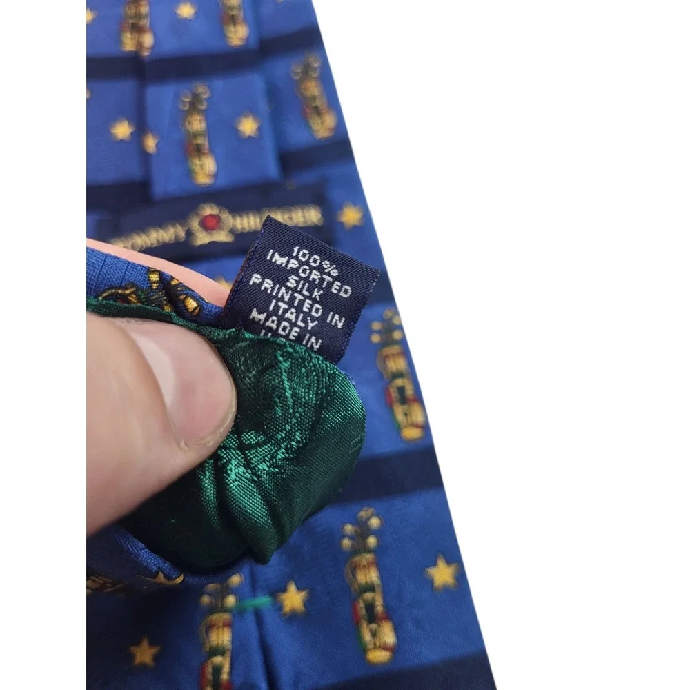 Tommy Hilfiger Golf Tie Silk Golf Bag Star Print Necktie Blue